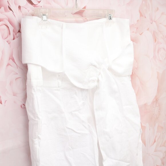 Noracora Belted Sash Ankle Pants Trousers Size Large White Regular Fit - Picture 2 of 8